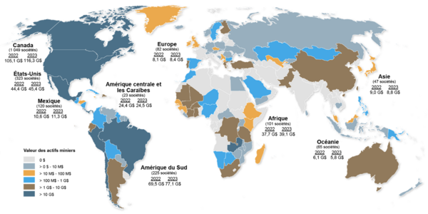 Minières canadiennes dans le monde